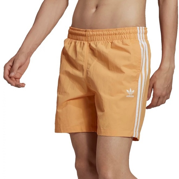 Men's adidas Originals 3-Stripes Swim Shorts Trunks Hazy Orange White Var Sizes - Picture 1 of 4